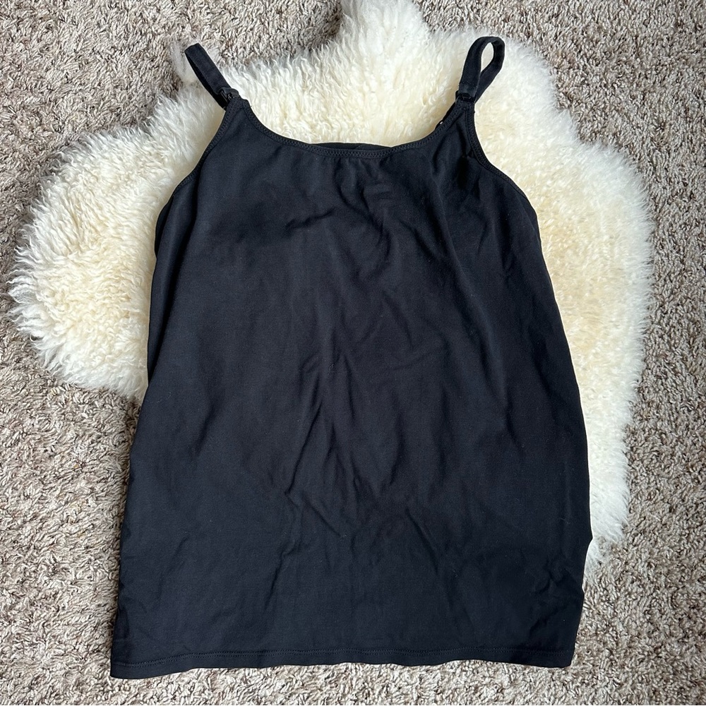 Gillilan & O’Malley black nursing tank top with clips and shelf bra size Small